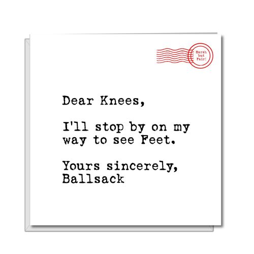 40th 50th 60th Birthday Card - Male - Dear Knees Balls