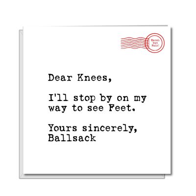 40th 50th 60th Birthday Card - Male - Dear Knees Balls