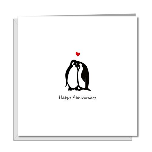 Anniversary Birthday Valentine Card - Penguins in Love