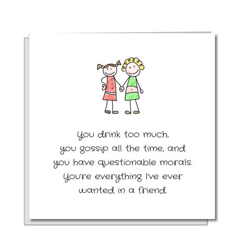 Best Friend Birthday Card - Female - Drink Gossip Morals