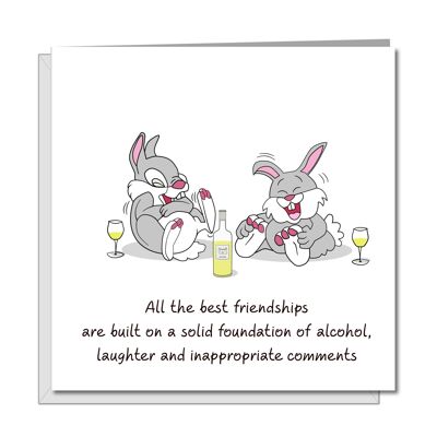 Best Friends Friendship Birthday Card - Laughing Rabbits