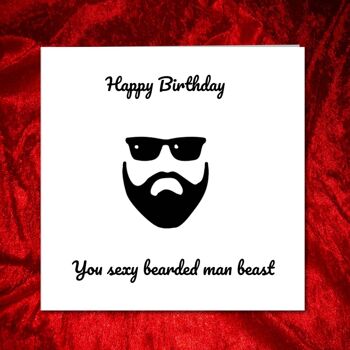 Carte d'anniversaire - Mari petit ami - Sexy Bearded Man Beast 2
