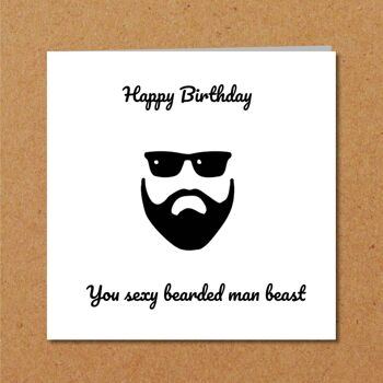 Carte d'anniversaire - Mari petit ami - Sexy Bearded Man Beast 3