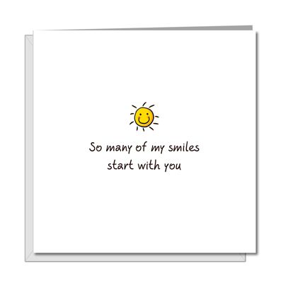 Cumpleaños, Aniversario, Tarjeta de Amigo - Smiles Start with You