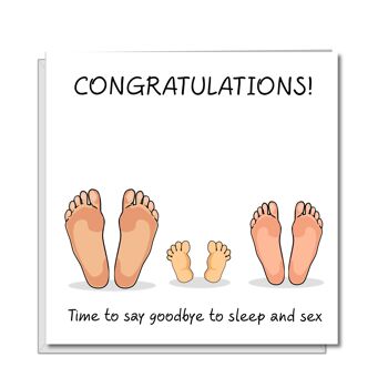 Carte de félicitations pour un nouveau bébé - Dites adieu au sommeil 1