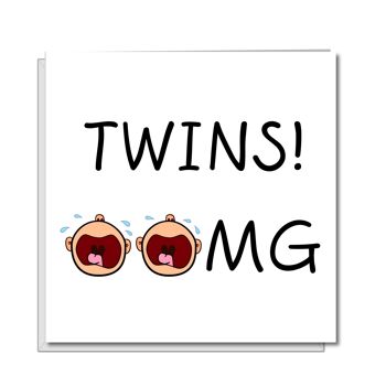 Carte de félicitations pour les nouveaux jumeaux - Twins OMG 1