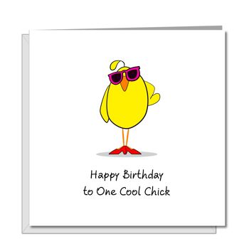 Carte d'anniversaire Cool Chick - Femme - One Cool Chick 1