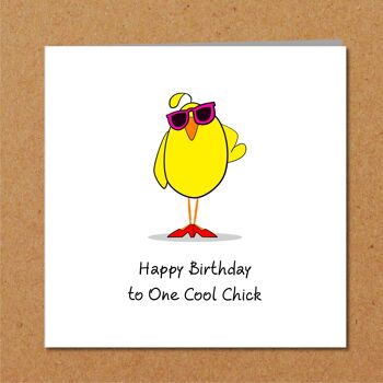 Carte d'anniversaire Cool Chick - Femme - One Cool Chick 2