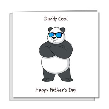 Carte de fête des pères Daddy Cool - Panda drôle avec des nuances 1