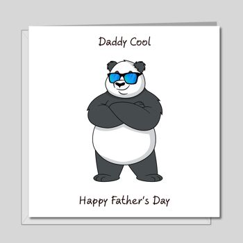 Carte de fête des pères Daddy Cool - Panda drôle avec des nuances 2