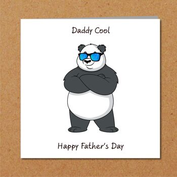 Carte de fête des pères Daddy Cool - Panda drôle avec des nuances 3
