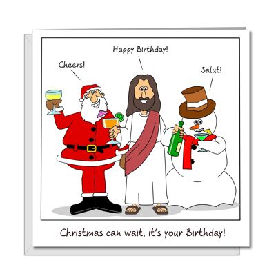 Cumpleaños de diciembre y tarjeta de Navidad combinadas