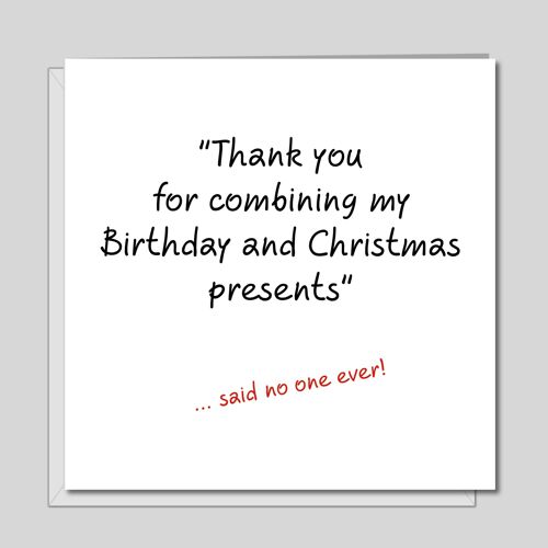 December Birthday Card - Combine Christmas & Birthday
