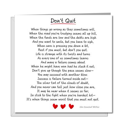 Don't Quit Card / Good Luck Card / Tough Times Card - Poem
