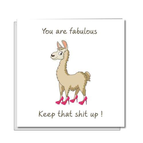 Female Friend Birthday Card - Fabulous Llama in Pink Shoes.