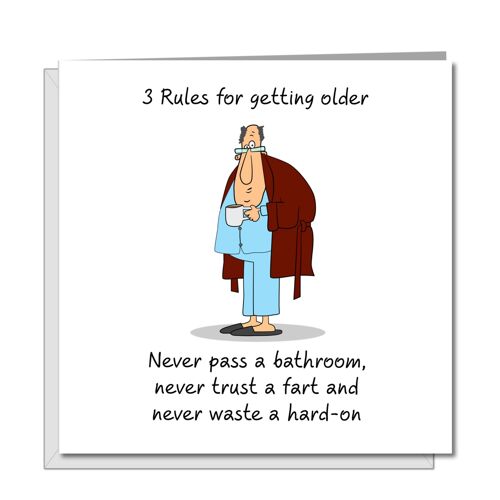 Funny 40th 50th 60th Birthday Card - 3 Rules Getting Old