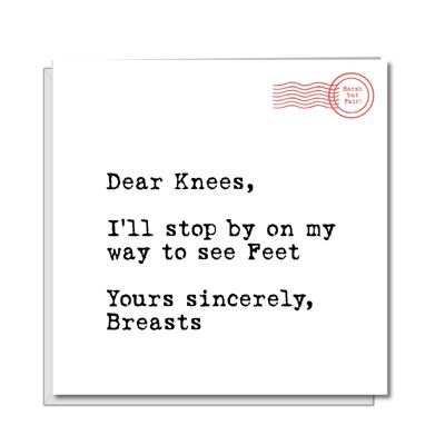 Funny 40th 50th 60th Birthday Card - Dear Knees / Breasts