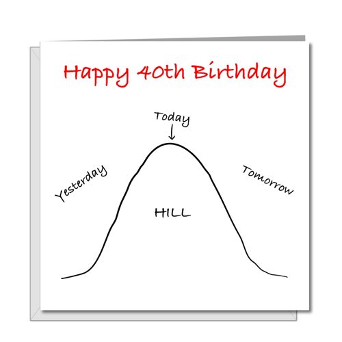 Funny 40th Birthday Card - Female / Male - Over the Hill
