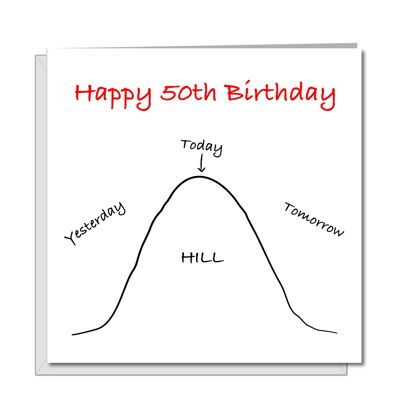 Lustige Karte zum 50. Geburtstag – Over the Hill – Humorvoll