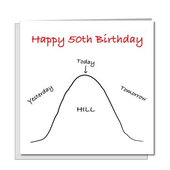 Carte d'anniversaire drôle 50e - Over the Hill - Humoristique 1