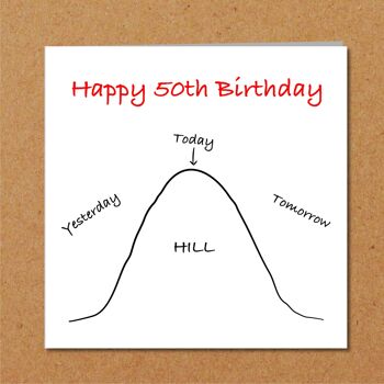 Carte d'anniversaire drôle 50e - Over the Hill - Humoristique 2