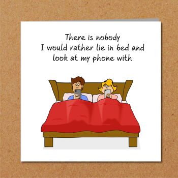 Anniversaire drôle, Saint Valentin, carte d'anniversaire - Téléphones au lit 2