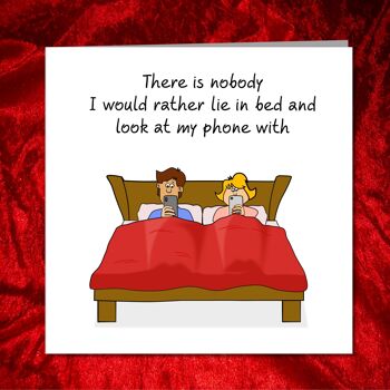 Anniversaire drôle, Saint Valentin, carte d'anniversaire - Téléphones au lit 3