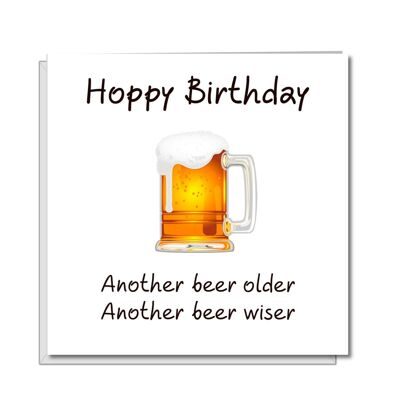 Carte d'anniversaire drôle de bière pour homme - Hoppy Birthday