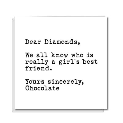 Tarjeta divertida de cumpleaños/aniversario - Diamante y chocolate