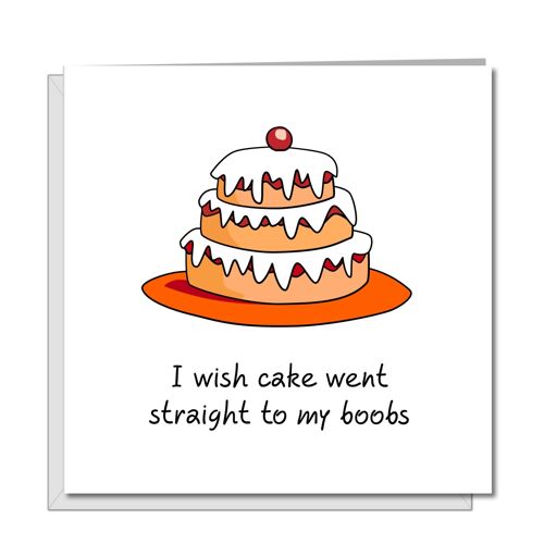 Funny Birthday Cake Card for Female - Cake to Boobs