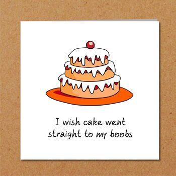 Carte de gâteau d'anniversaire drôle pour femme - Cake to Boobs 2