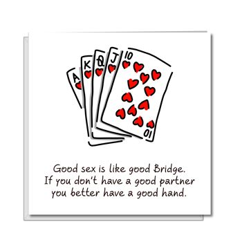 Carte d'anniversaire amusante - Jeu de cartes Bridge - Rude Naughty 1