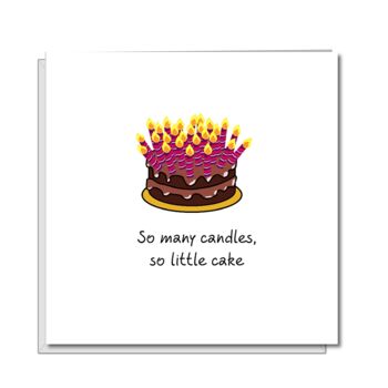 Carte d'anniversaire amusante - Gâteau et bougies - 40e 50e 60e 1