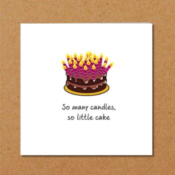 Carte d'anniversaire amusante - Gâteau et bougies - 40e 50e 60e 2
