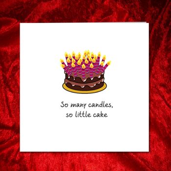 Carte d'anniversaire amusante - Gâteau et bougies - 40e 50e 60e 3