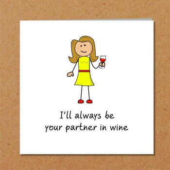 Carte d'anniversaire amusante - Femme - Partenaire dans le vin 2