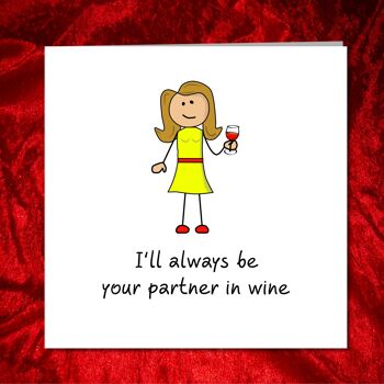 Carte d'anniversaire amusante - Femme - Partenaire dans le vin 3