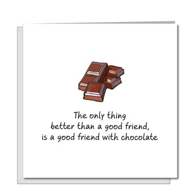 Tarjeta de Cumpleaños Divertida - Amigos con Chocolate