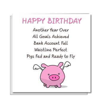 Carte d'anniversaire drôle - Les cochons pourraient voler - Carte humoristique 1