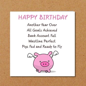 Carte d'anniversaire drôle - Les cochons pourraient voler - Carte humoristique 2