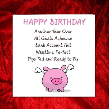 Carte d'anniversaire drôle - Les cochons pourraient voler - Carte humoristique 3