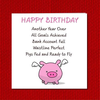 Carte d'anniversaire drôle - Les cochons pourraient voler - Carte humoristique 4