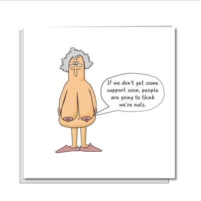 Funny Birthday Card 40th 50th 60th 70th - Saggy Boobs Nuts