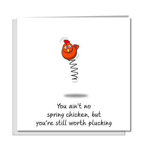 Funny Birthday Valentines Card - Spring Chicken Plucking