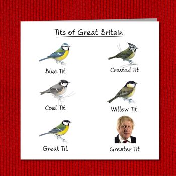 Carte d'anniversaire amusante de Boris Johnson - oiseaux, mésange 4