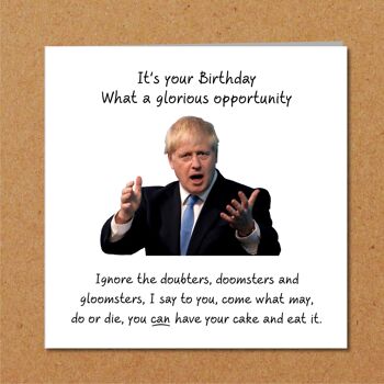 Carte d'anniversaire amusante de Boris Johnson - Ayez un gâteau et mangez-le 2