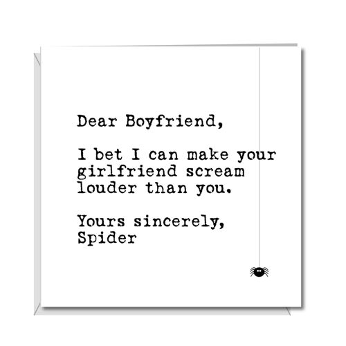 Funny Boyfriend Card with Spiders - Make Girlfriend Scream