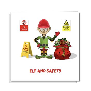 Carte de Noël amusante - Elfe et sécurité - Humoristique 1