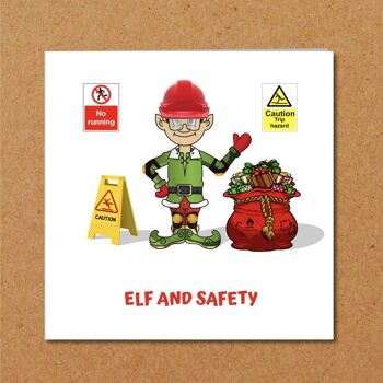 Carte de Noël amusante - Elfe et sécurité - Humoristique 2
