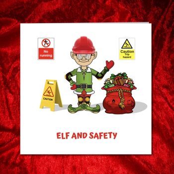 Carte de Noël amusante - Elfe et sécurité - Humoristique 3